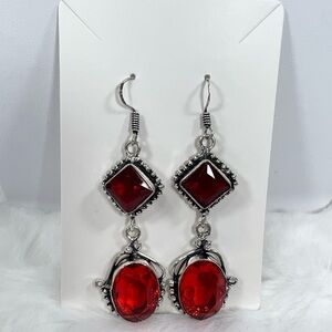 Garnet 925 Synthetic Gemstone Earrings